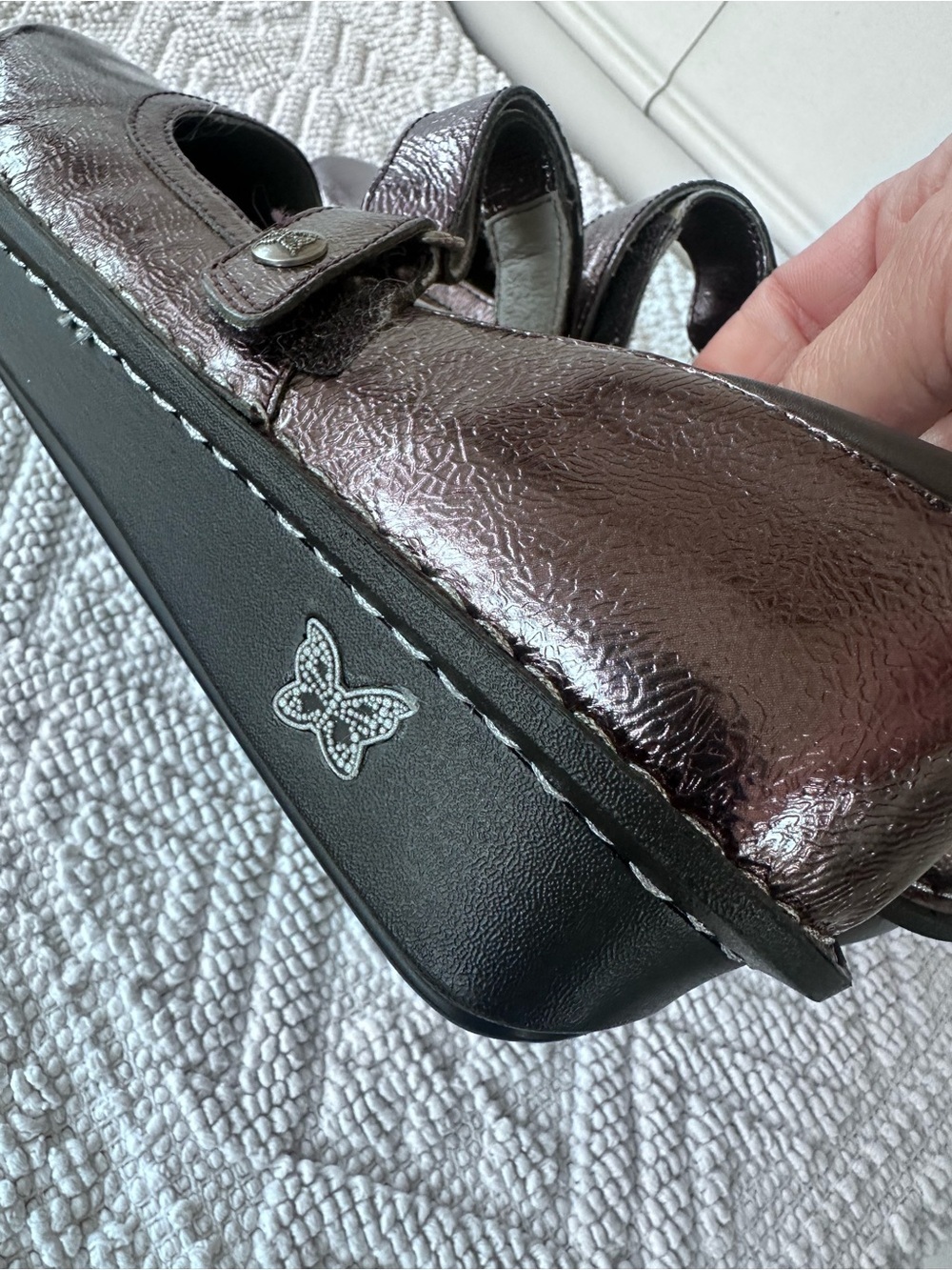Alegria Metallic Bronze Taupe Mary Jane Shoes - Picture 3 of 10